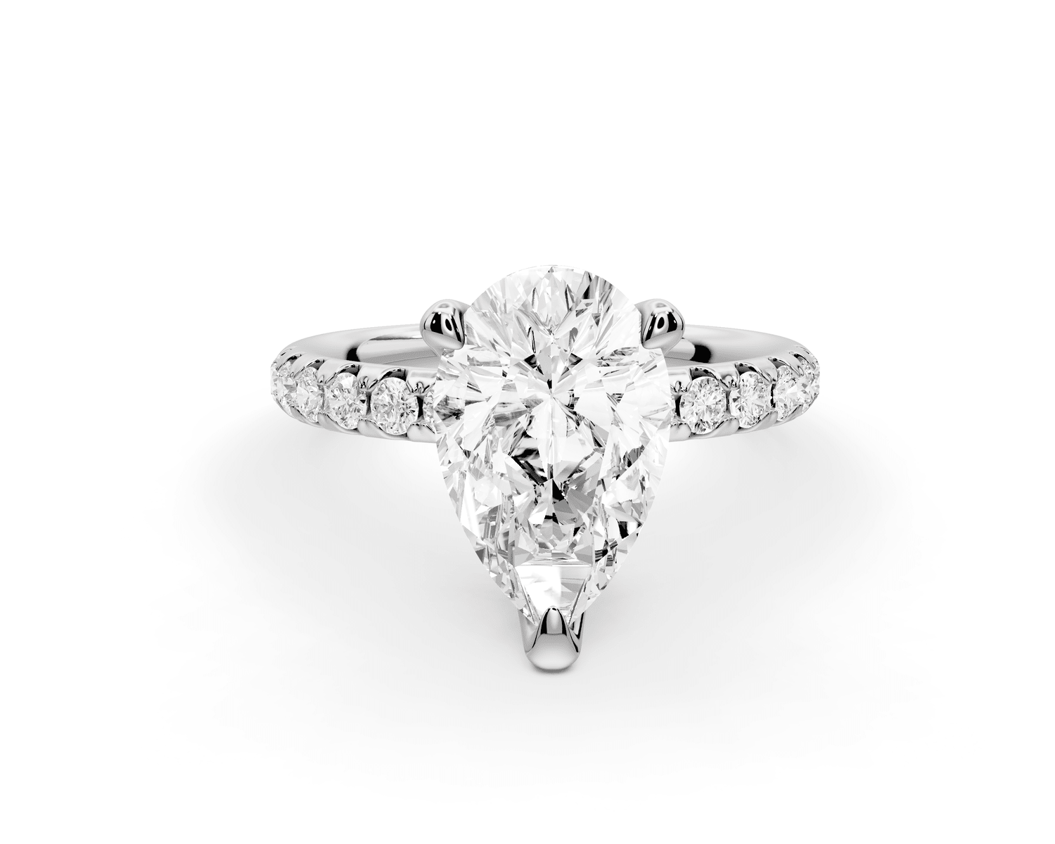 Valeria - 2ct platinum pear Scalloped Pavé Half Band Engagement Ring - Mr. Alex Jewelry