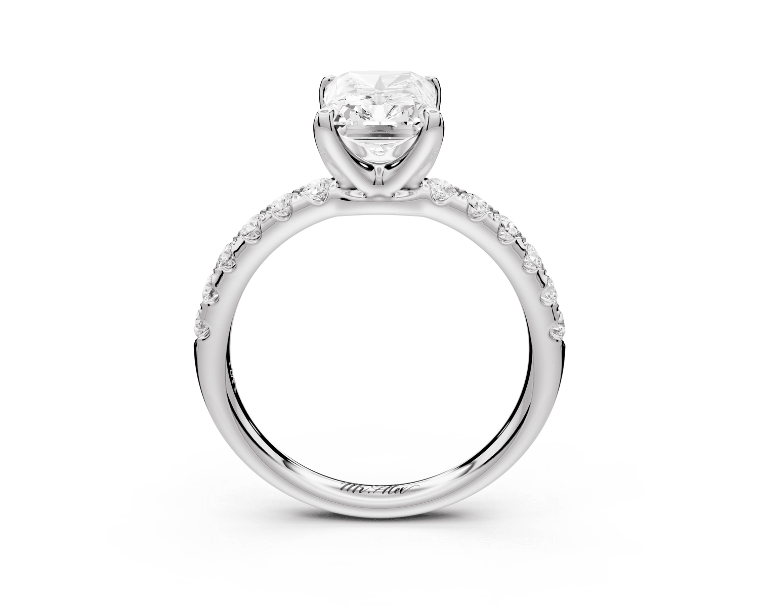 Valeria - 2ct platinum radiant Scalloped Pavé Half Band Engagement Ring - Mr. Alex Jewelry