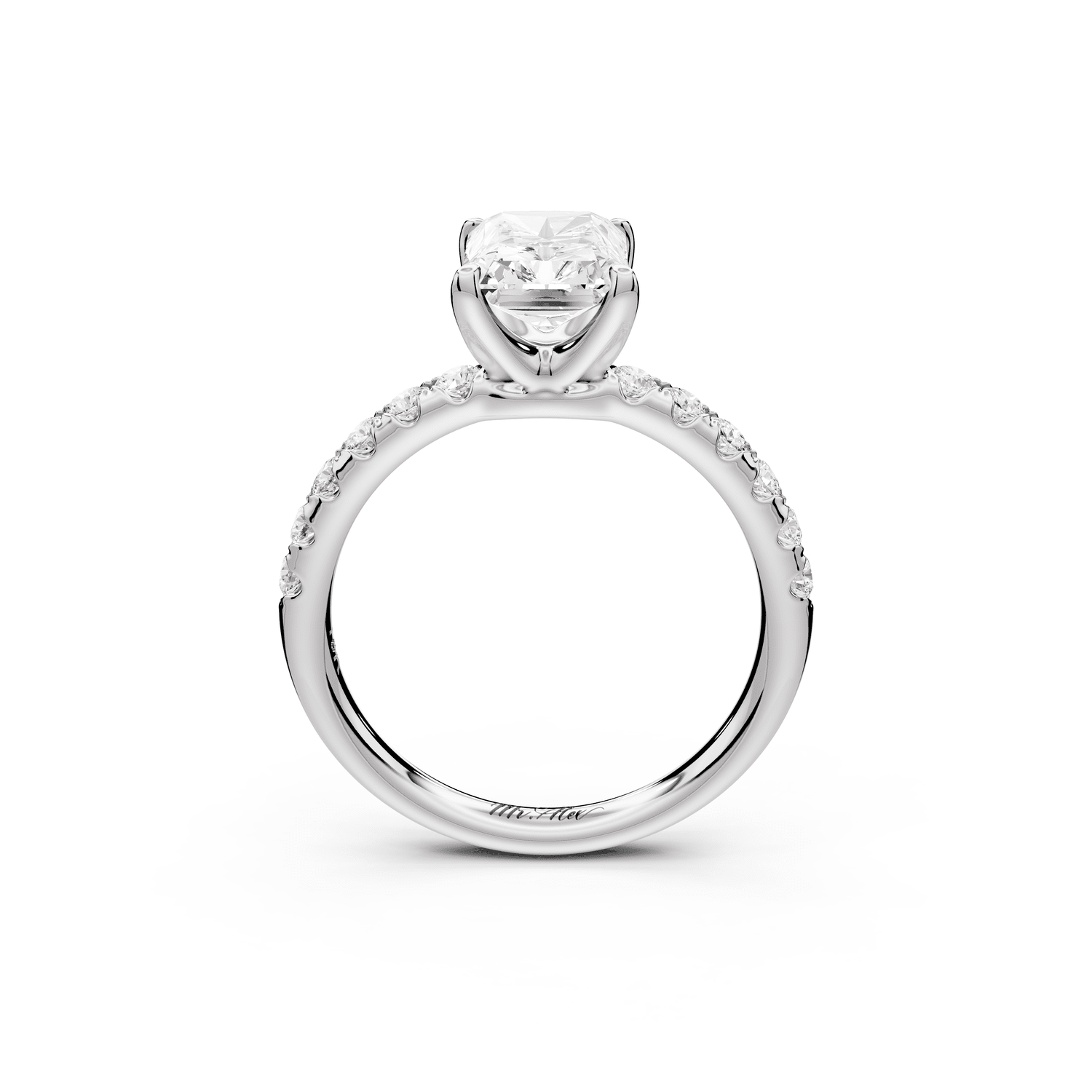 Valeria - 2ct platinum radiant Scalloped Pavé Half Band Engagement Ring - Mr. Alex Jewelry