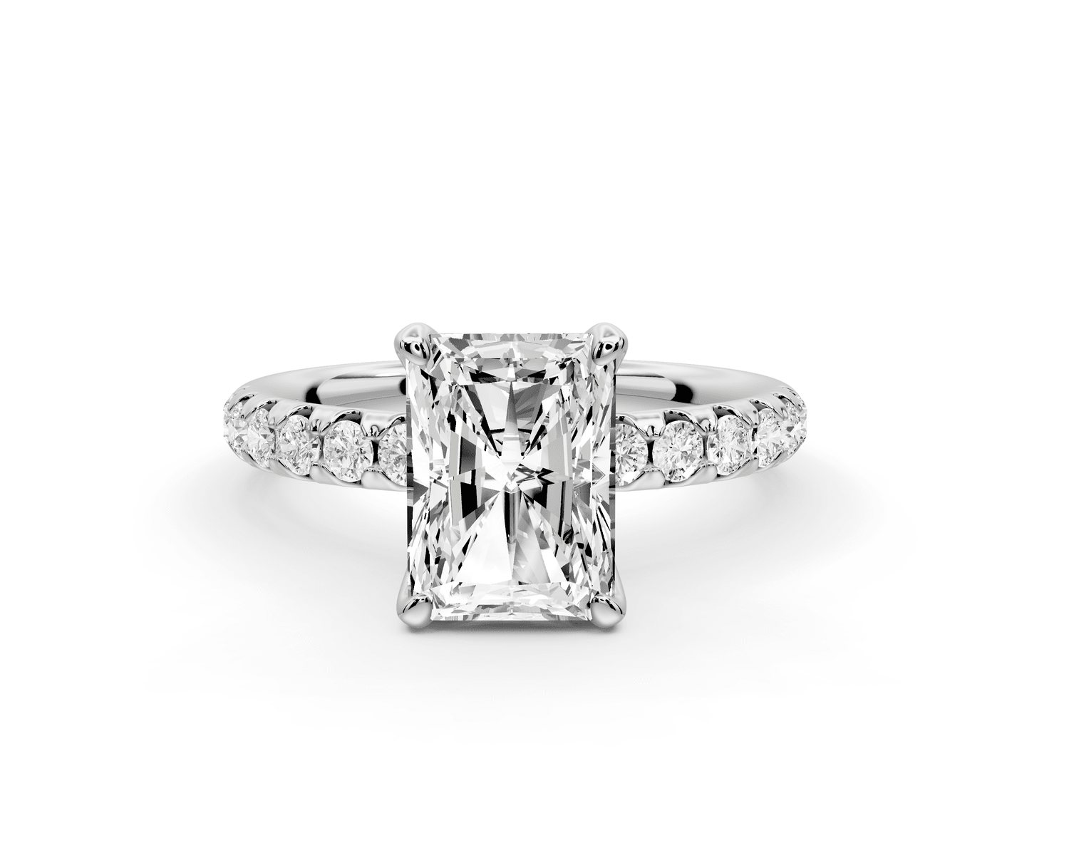 Valeria - 2ct platinum radiant Scalloped Pavé Half Band Engagement Ring - Mr. Alex Jewelry