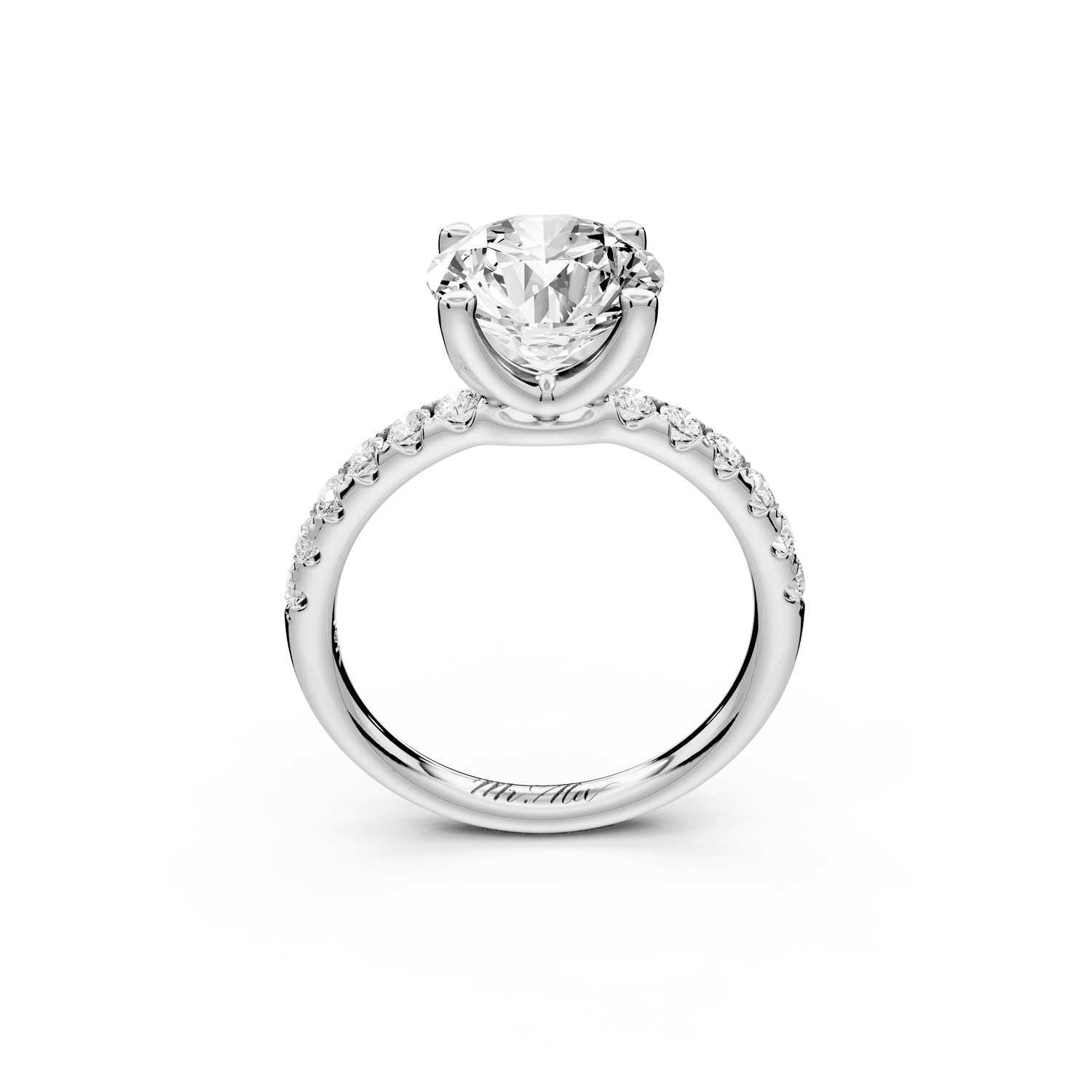 Valeria - 2ct platinum round Scalloped Pavé Half Band Engagement Ring - Mr. Alex Jewelry