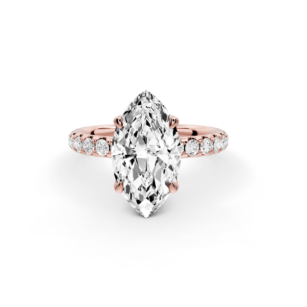 Valeria - 3ct 14k rose gold marquise Scalloped Pavé Half Band Engagement Ring - Mr. Alex Jewelry