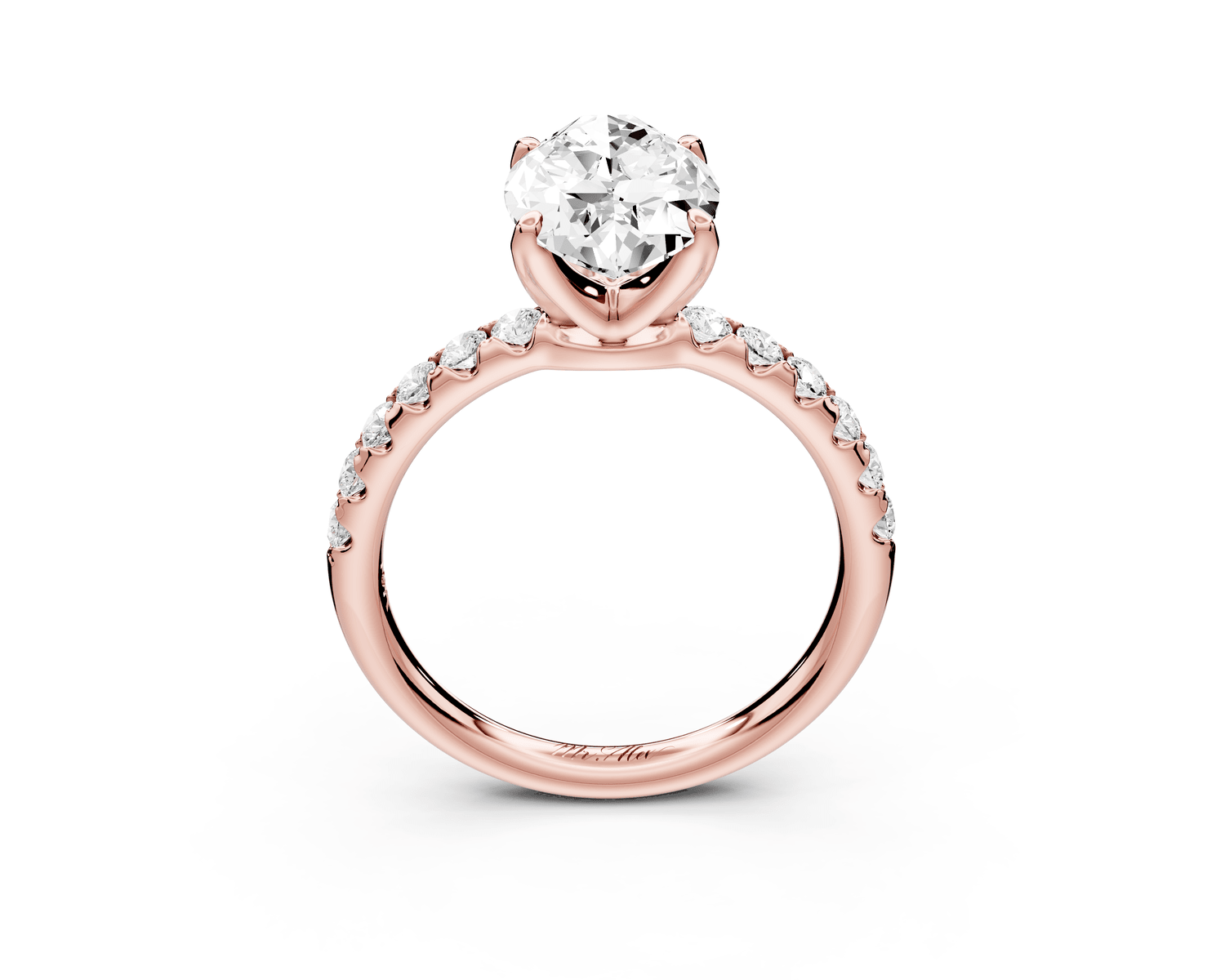 Valeria - 3ct 14k rose gold marquise Scalloped Pavé Half Band Engagement Ring - Mr. Alex Jewelry