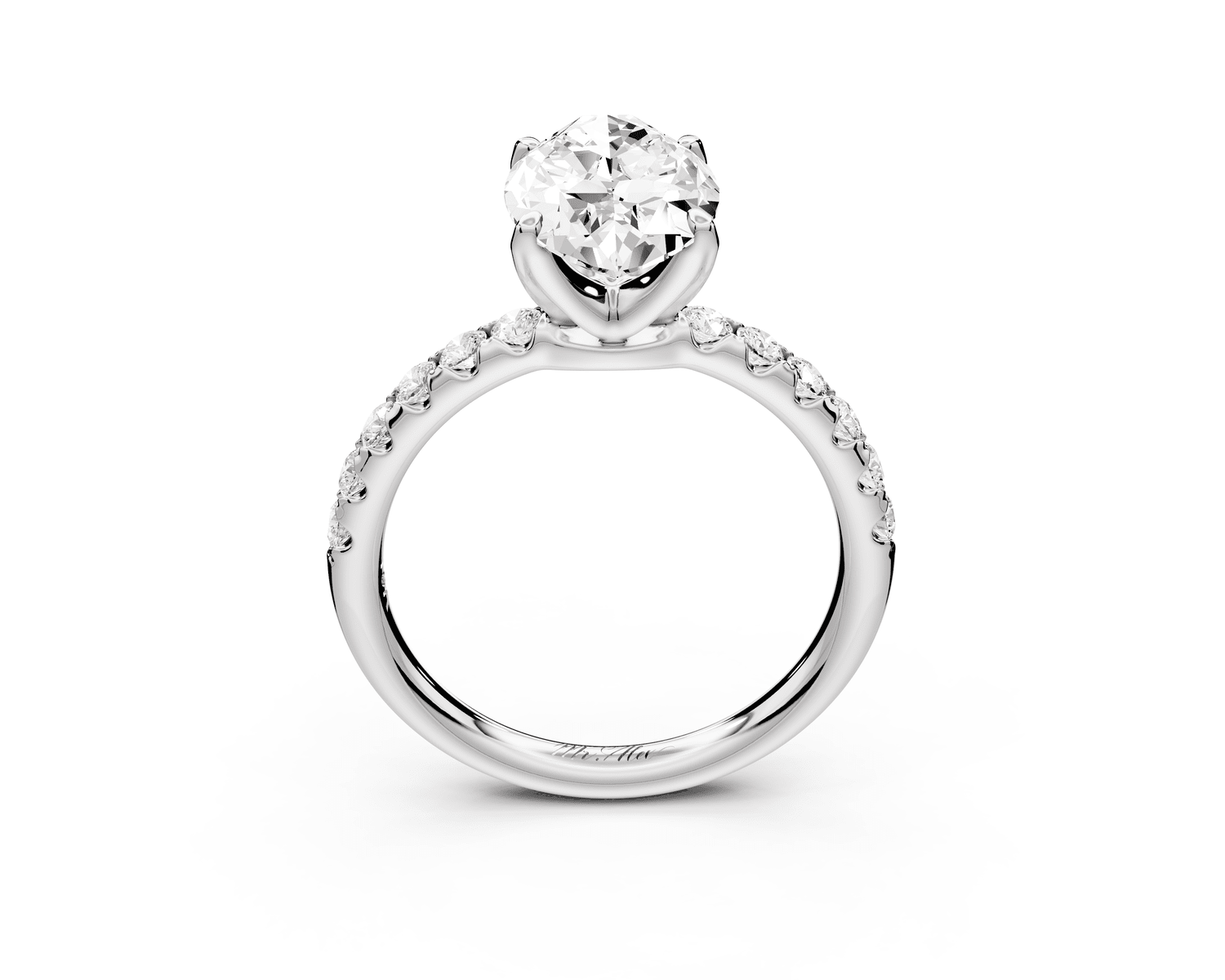Valeria - 3ct 14k white gold marquise Scalloped Pavé Half Band Engagement Ring - Mr. Alex Jewelry