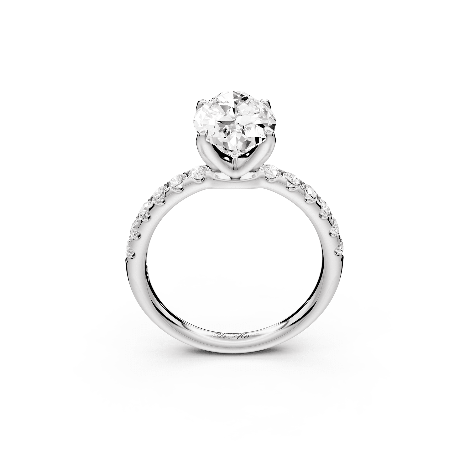 Valeria - 3ct 14k white gold marquise Scalloped Pavé Half Band Engagement Ring - Mr. Alex Jewelry