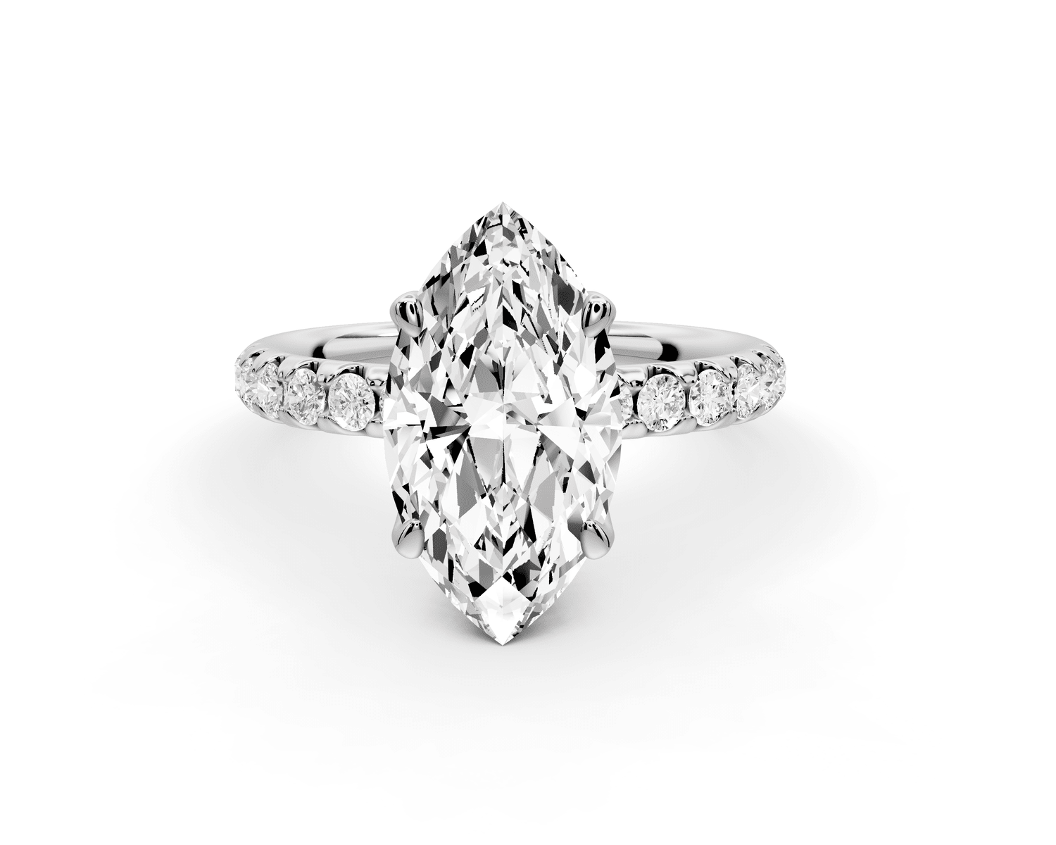 Valeria - 3ct 14k white gold marquise Scalloped Pavé Half Band Engagement Ring - Mr. Alex Jewelry