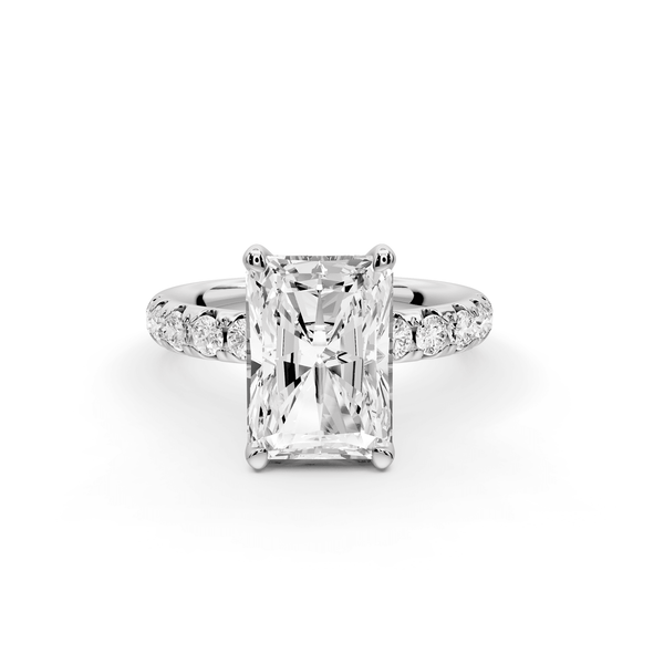 Valeria - 3ct 14k white gold radiant Scalloped Pavé Half Band Engagement Ring - Mr. Alex Jewelry