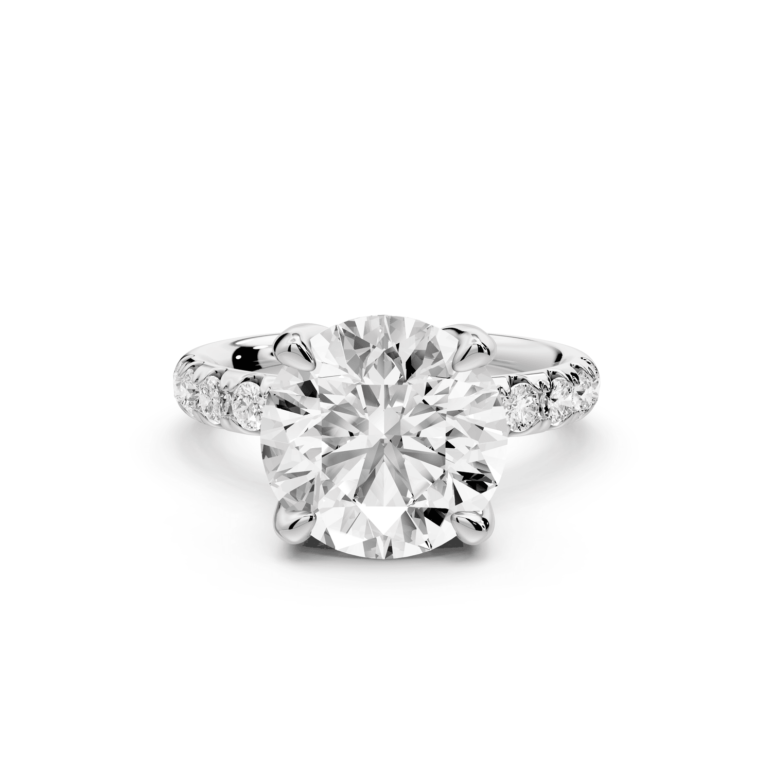 Valeria - 3ct 14k white gold round Scalloped Pavé Half Band Engagement Ring - Mr. Alex Jewelry