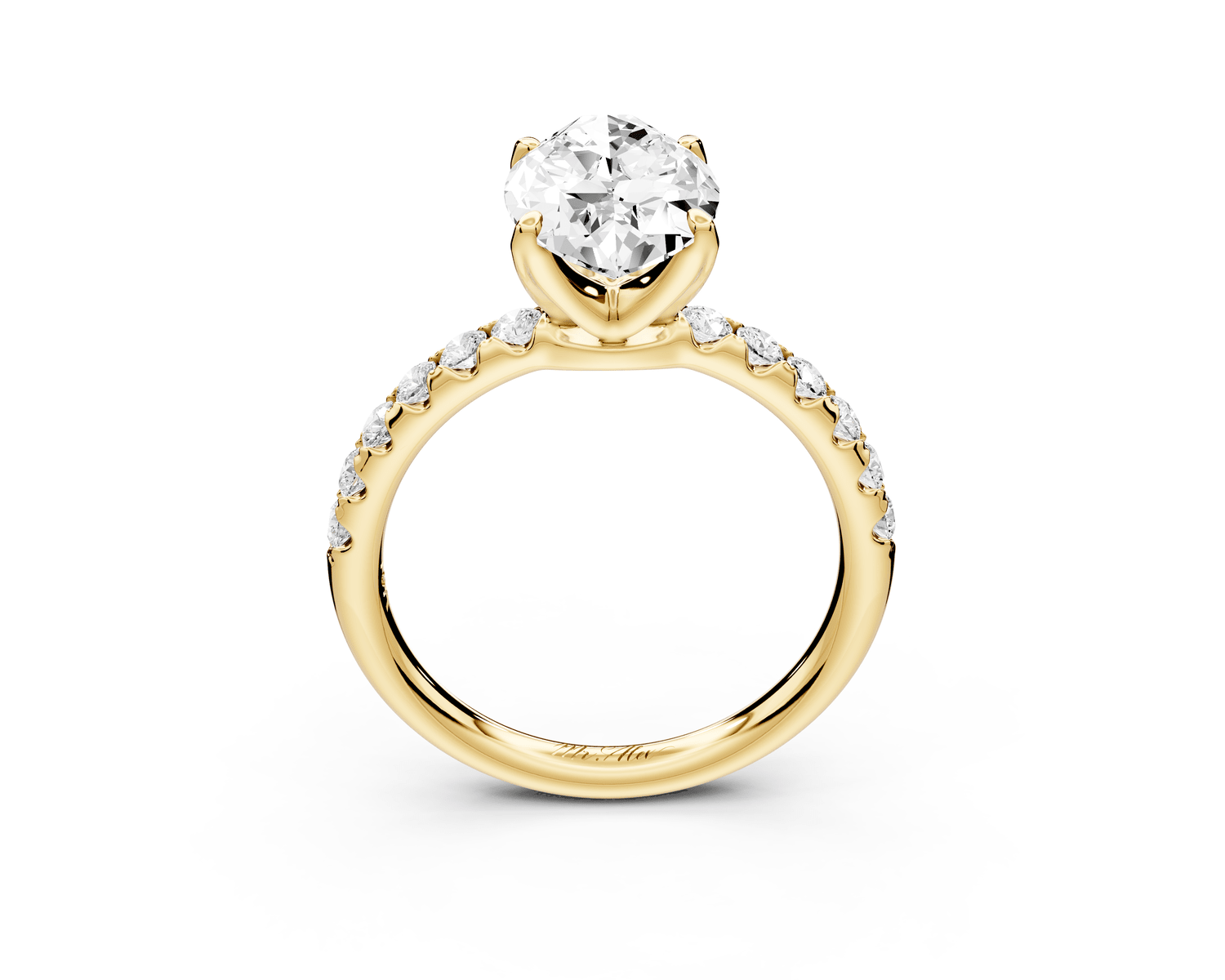 Valeria - 3ct 14k yellow gold marquise Scalloped Pavé Half Band Engagement Ring - Mr. Alex Jewelry