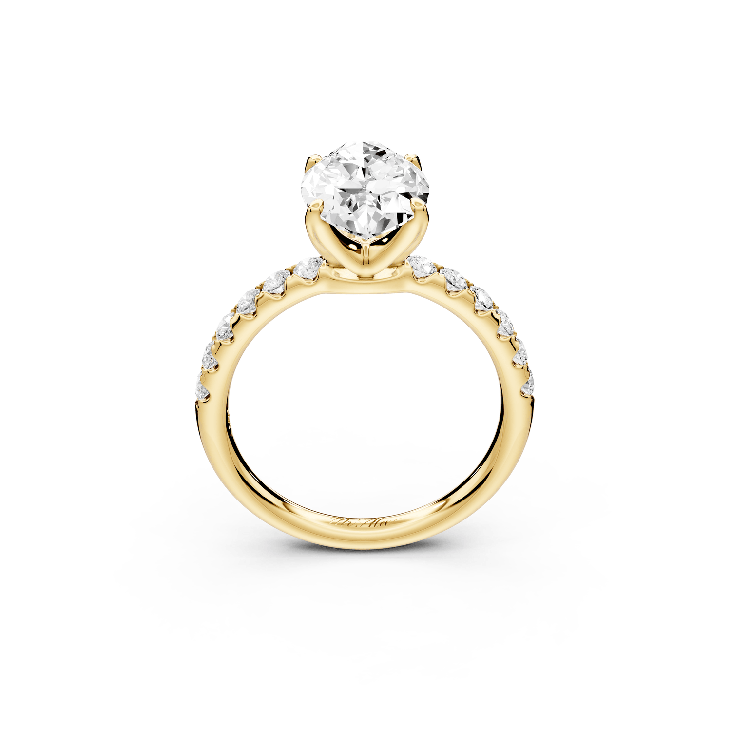 Valeria - 3ct 14k yellow gold marquise Scalloped Pavé Half Band Engagement Ring - Mr. Alex Jewelry