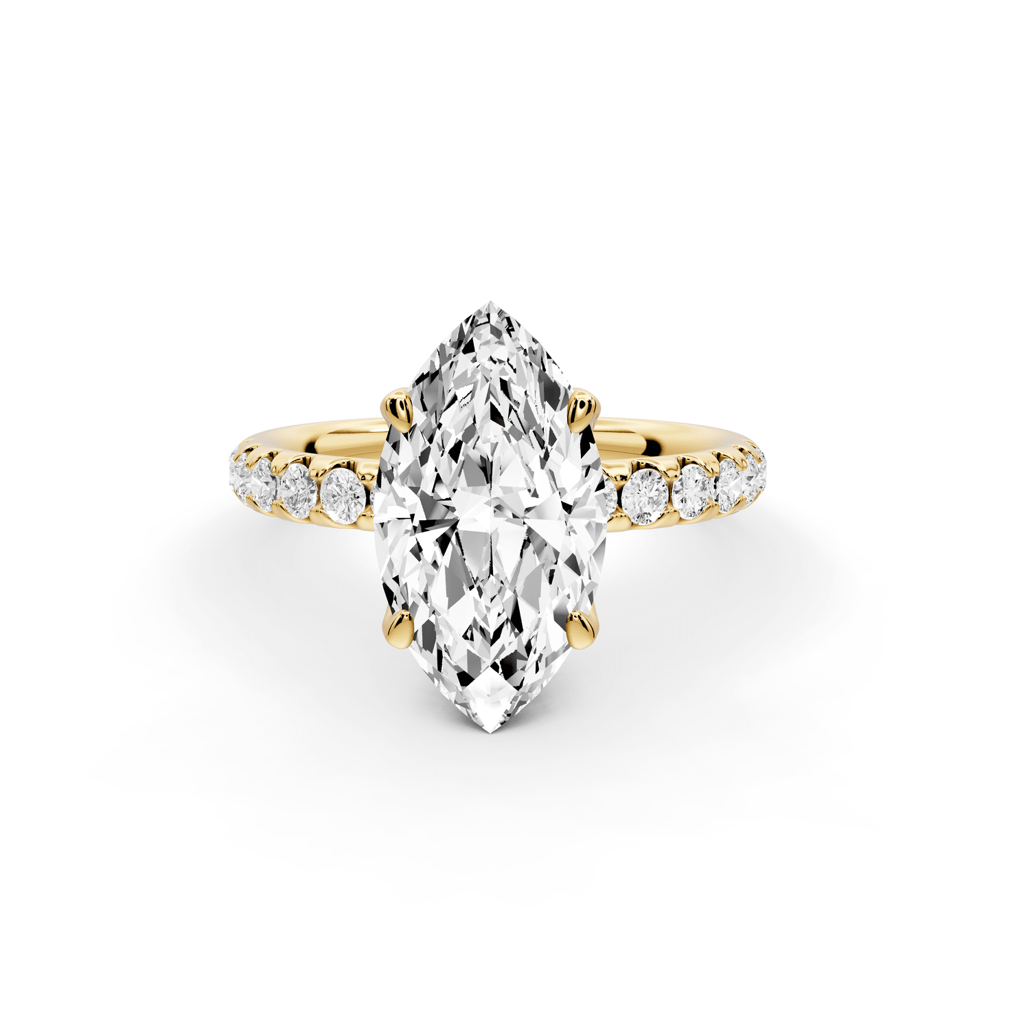 Valeria - 3ct 14k yellow gold marquise Scalloped Pavé Half Band Engagement Ring - Mr. Alex Jewelry