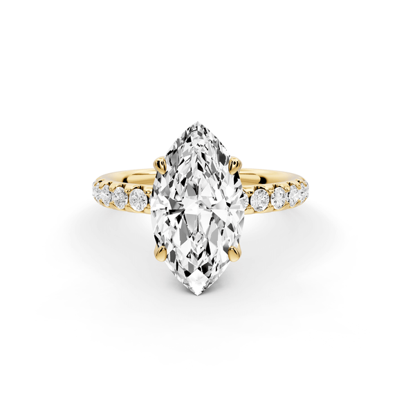 Valeria - 3ct 14k yellow gold marquise Scalloped Pavé Half Band Engagement Ring - Mr. Alex Jewelry