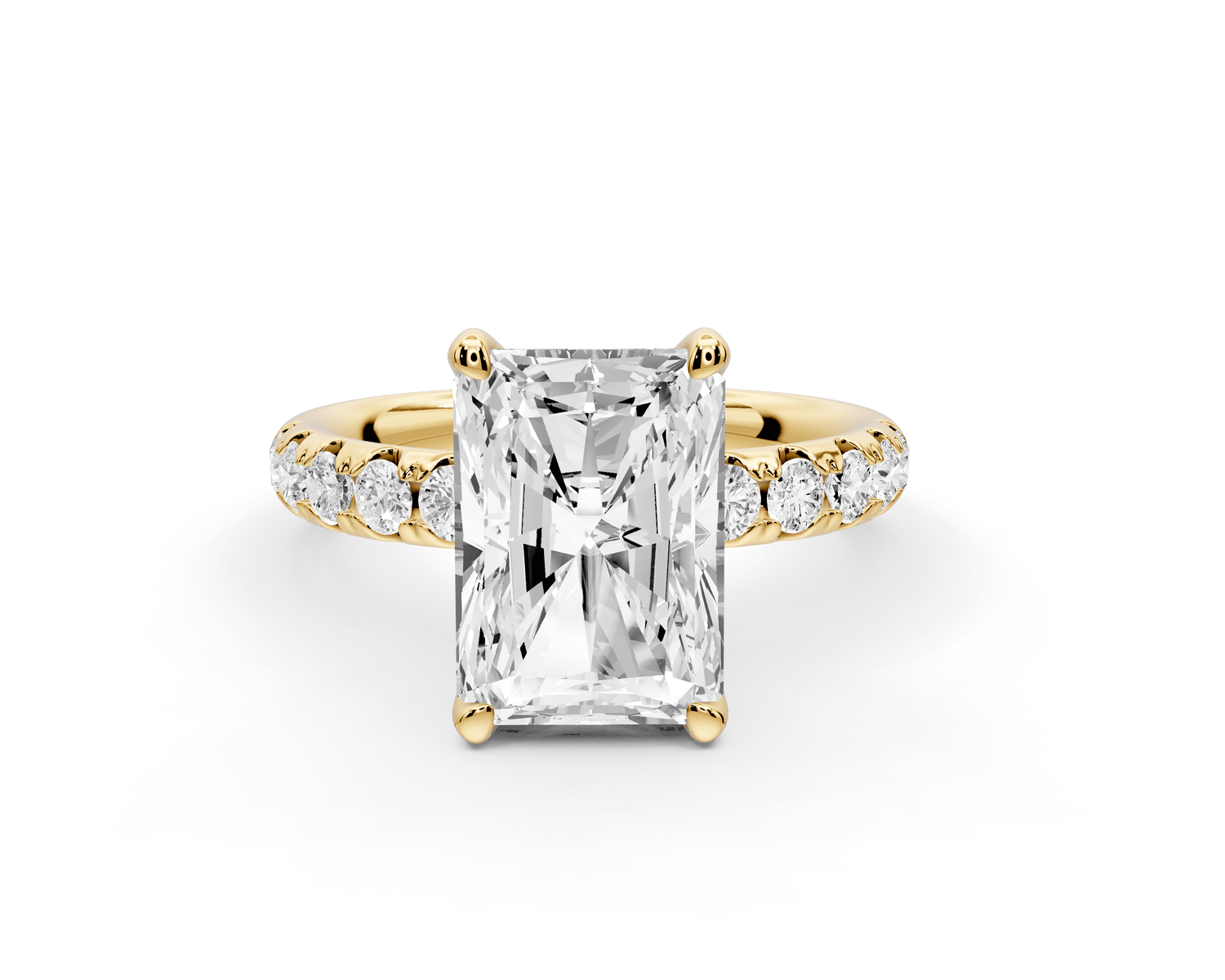 Valeria - 3ct 14k yellow gold radiant Scalloped Pavé Half Band Engagement Ring - Mr. Alex Jewelry