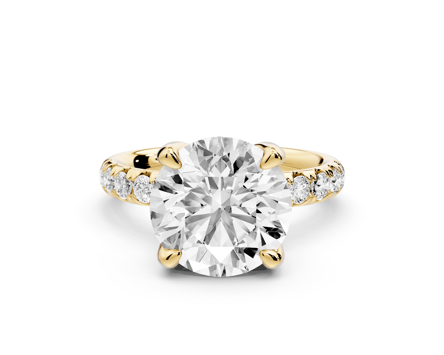 Valeria - 3ct 14k yellow gold round Scalloped Pavé Half Band Engagement Ring - Mr. Alex Jewelry