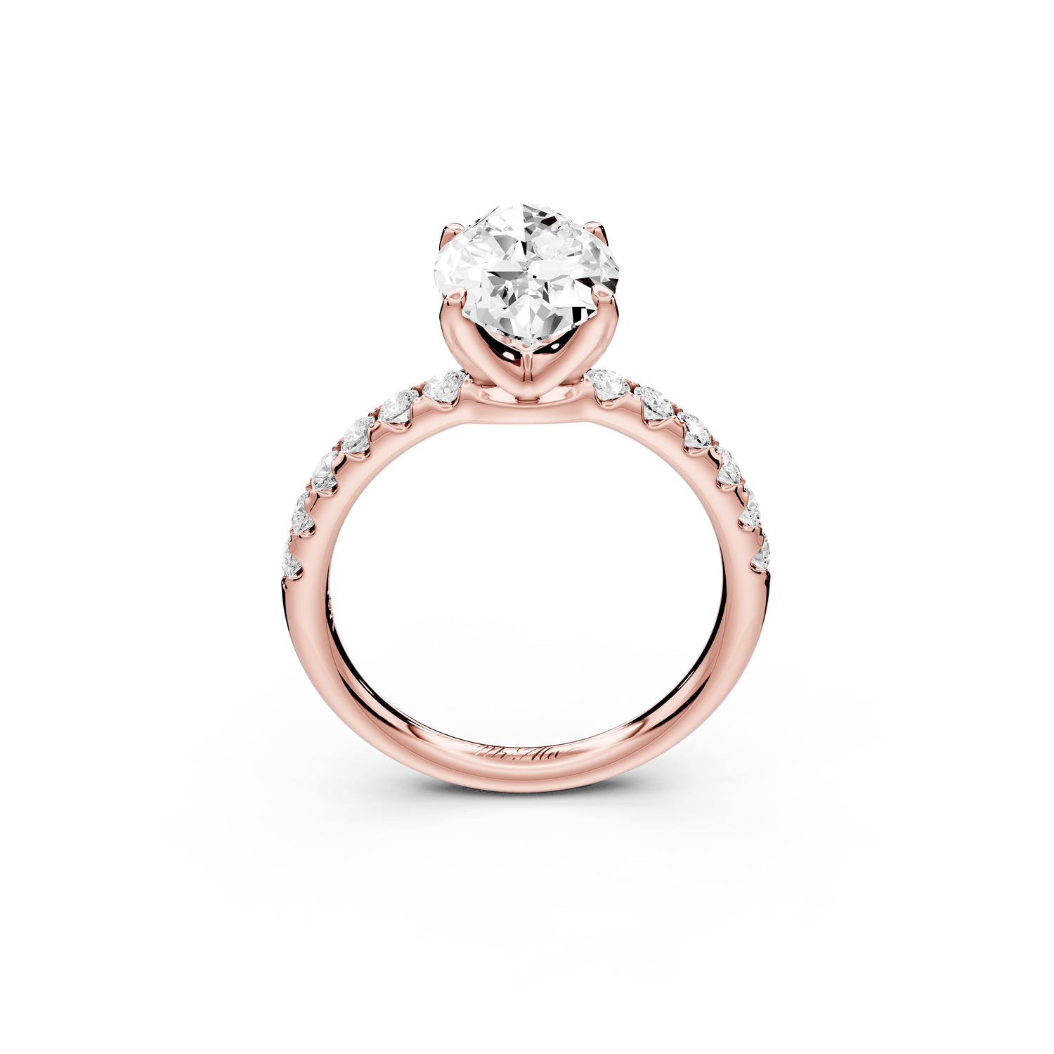 Valeria - 3ct 18k rose gold marquise Scalloped Pavé Half Band Engagement Ring - Mr. Alex Jewelry