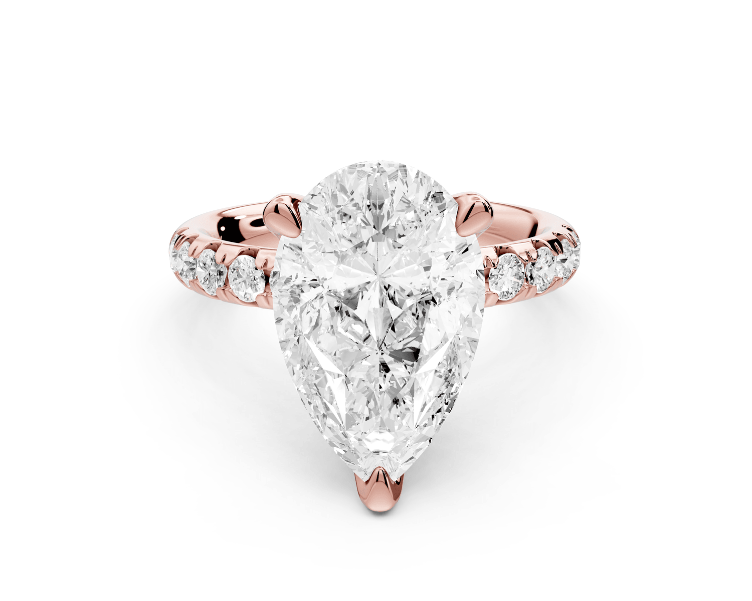 Valeria - 3ct 18k rose gold pear Scalloped Pavé Half Band Engagement Ring - Mr. Alex Jewelry