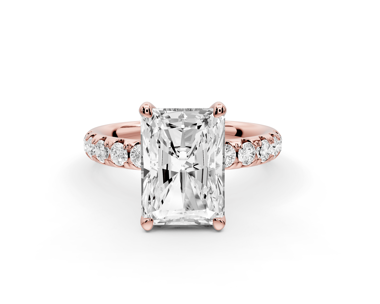 Valeria - 3ct 18k rose gold radiant Scalloped Pavé Half Band Engagement Ring - Mr. Alex Jewelry