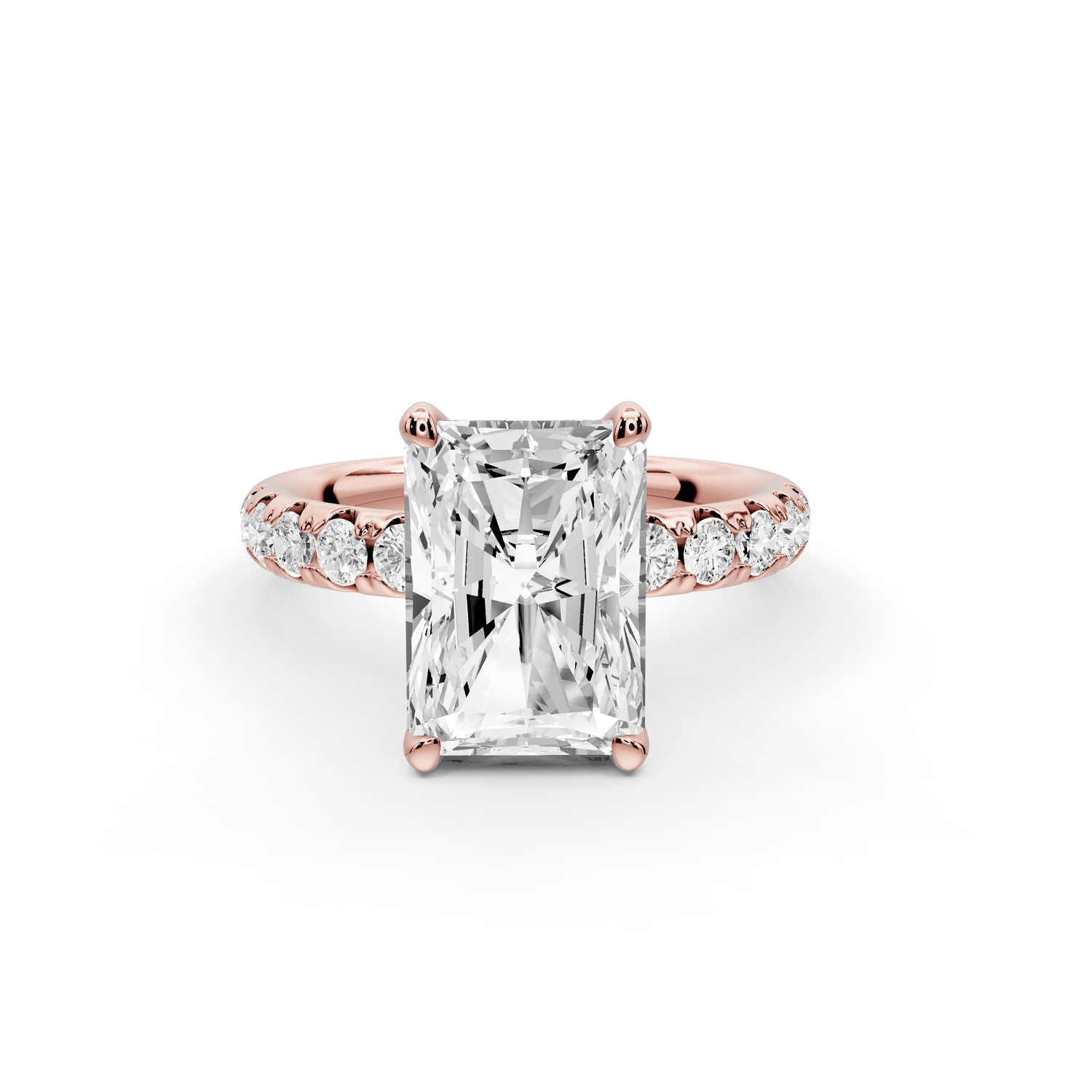 Valeria - 3ct 18k rose gold radiant Scalloped Pavé Half Band Engagement Ring - Mr. Alex Jewelry