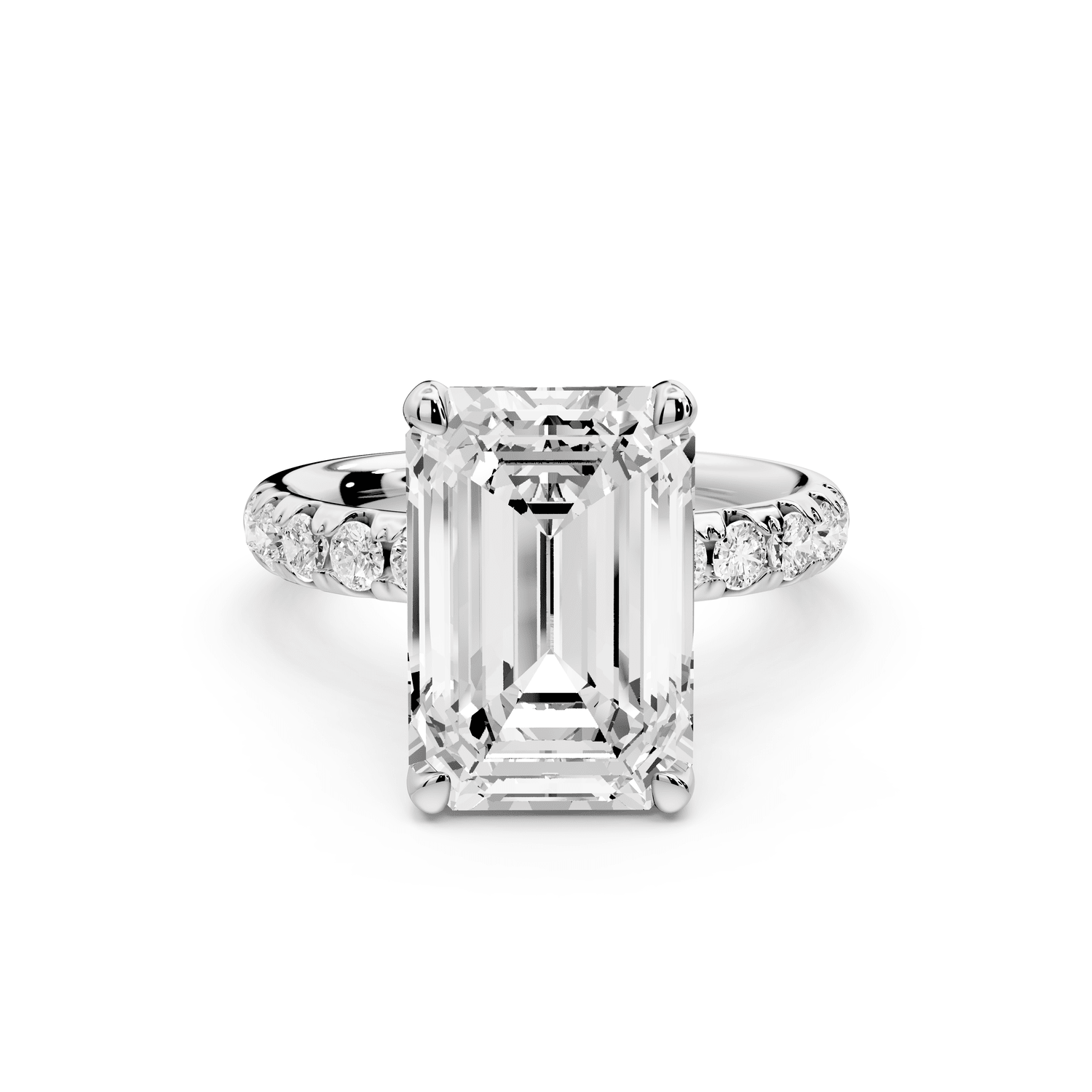 Valeria - 3ct 18k white gold emerald Scalloped Pavé Half Band Engagement Ring - Mr. Alex Jewelry