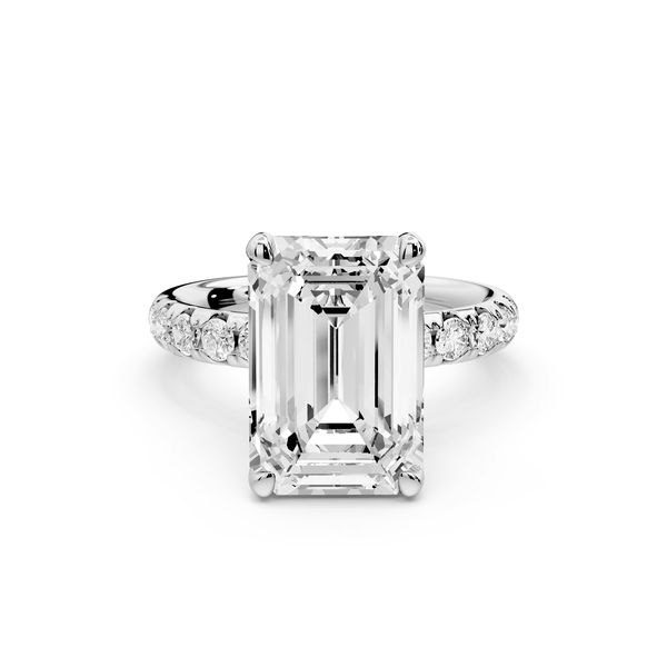 Valeria - 3ct 18k white gold emerald Scalloped Pavé Half Band Engagement Ring - Mr. Alex Jewelry