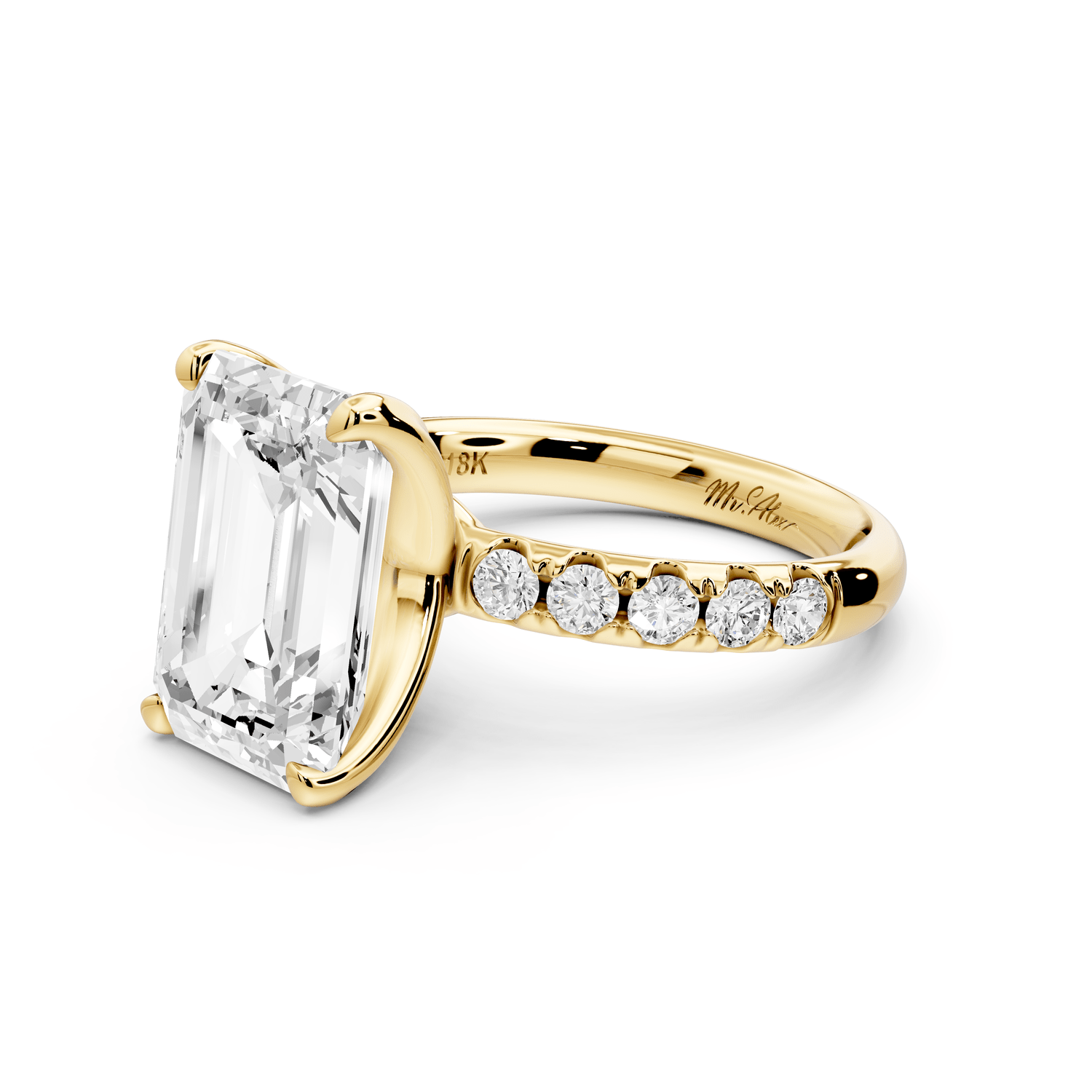 Valeria - 3ct 18k yellow gold emerald Scalloped Pavé Half Band Engagement Ring - Mr. Alex Jewelry