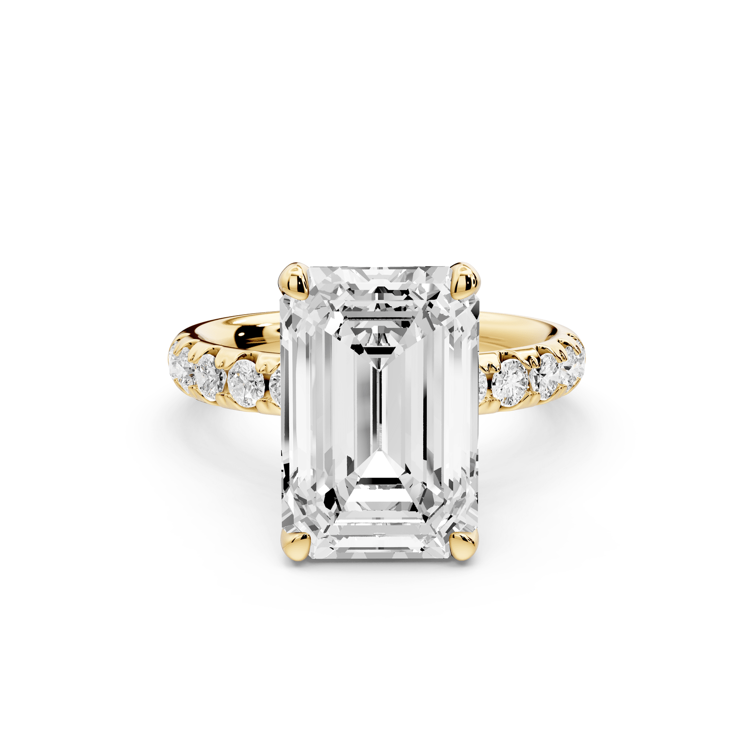 Valeria - 3ct 18k yellow gold emerald Scalloped Pavé Half Band Engagement Ring - Mr. Alex Jewelry