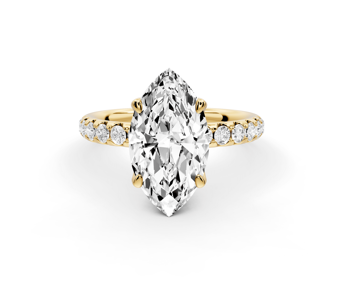 Valeria - 3ct 18k yellow gold marquise Scalloped Pavé Half Band Engagement Ring - Mr. Alex Jewelry