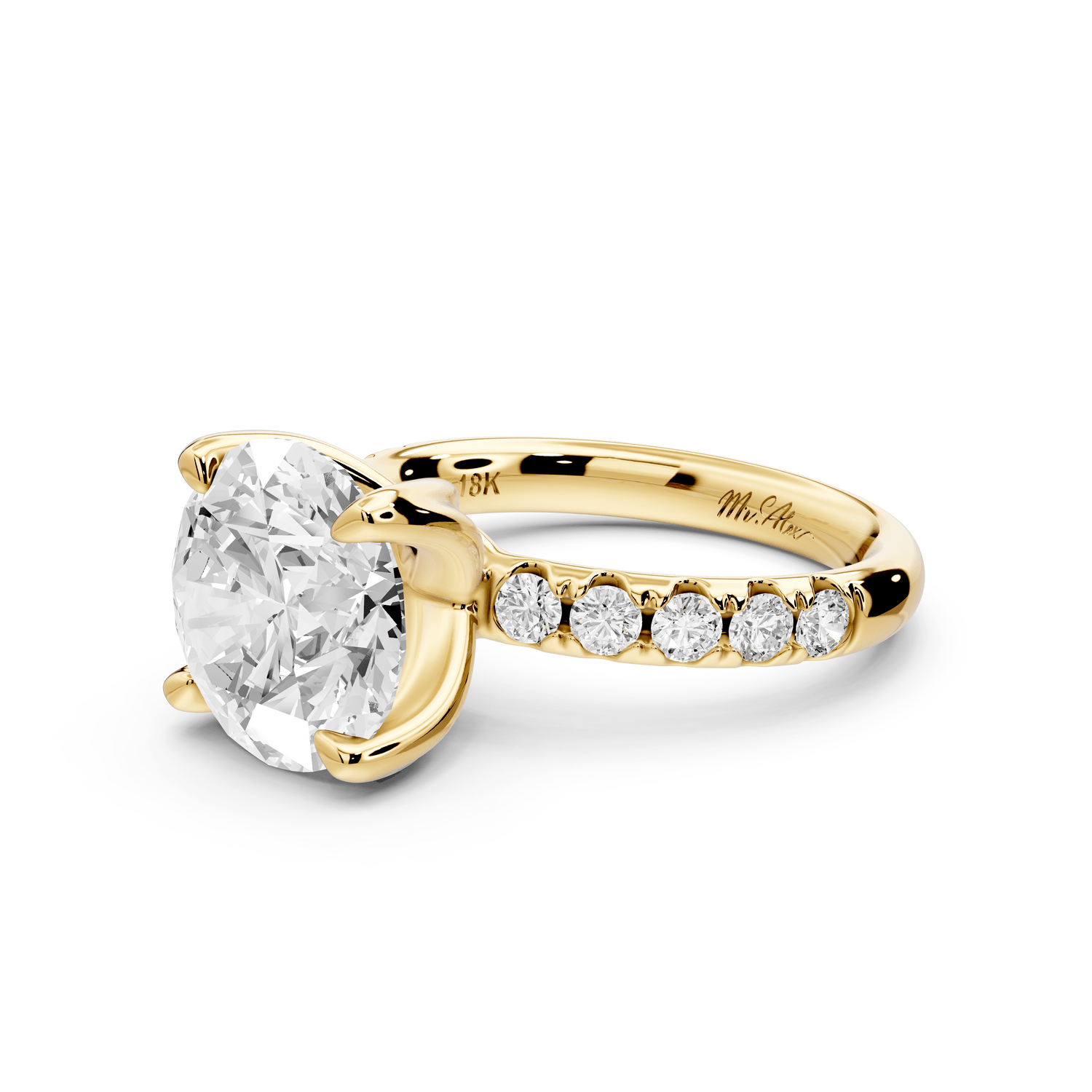 Valeria - 3ct 18k yellow gold round Scalloped Pavé Half Band Engagement Ring - Mr. Alex Jewelry