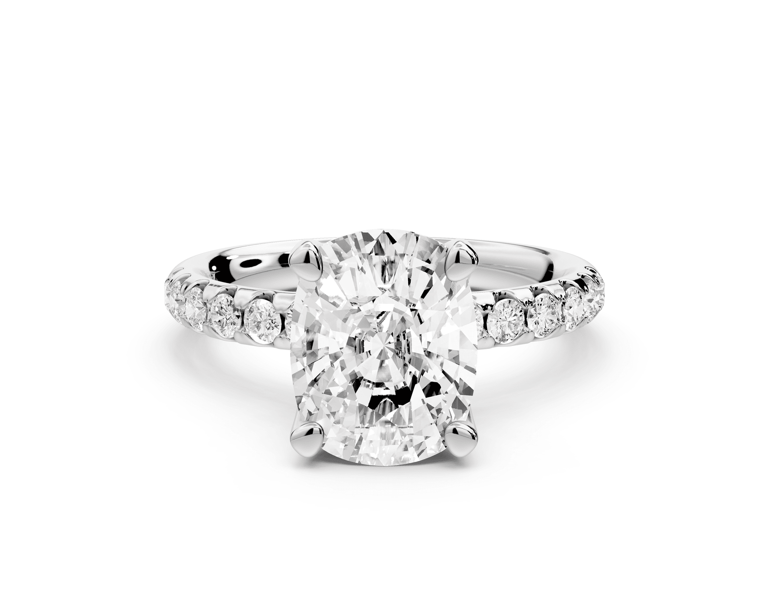Valeria - 3ct platinum ecushion Scalloped Pavé Half Band Engagement Ring - Mr. Alex Jewelry