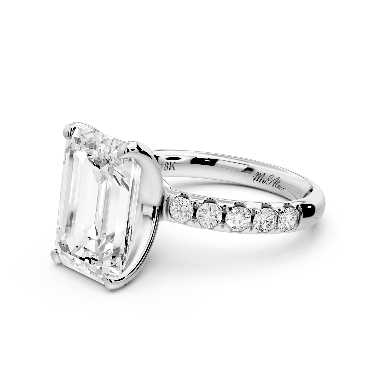 Valeria - 3ct platinum emerald Scalloped Pavé Half Band Engagement Ring - Mr. Alex Jewelry