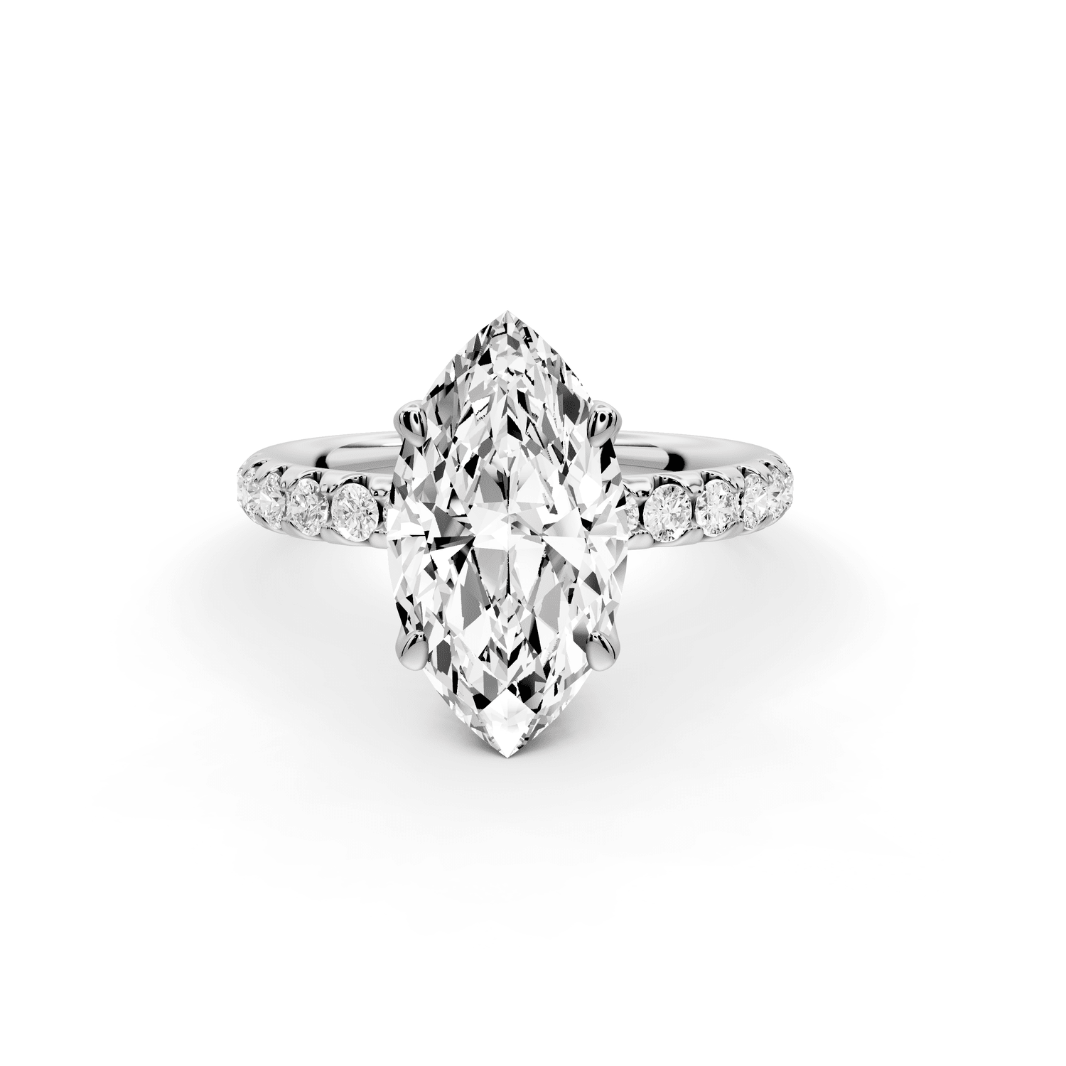Valeria - 3ct platinum marquise Scalloped Pavé Half Band Engagement Ring - Mr. Alex Jewelry