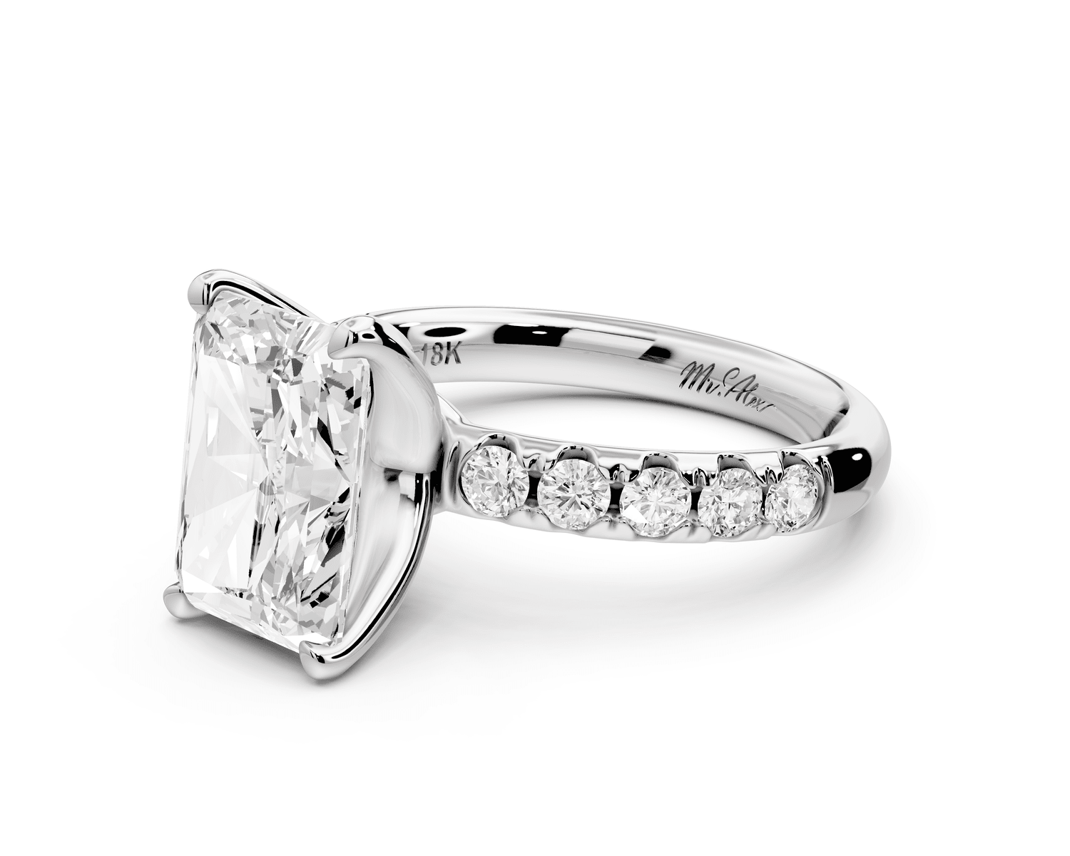 Valeria - 3ct platinum radiant Scalloped Pavé Half Band Engagement Ring - Mr. Alex Jewelry