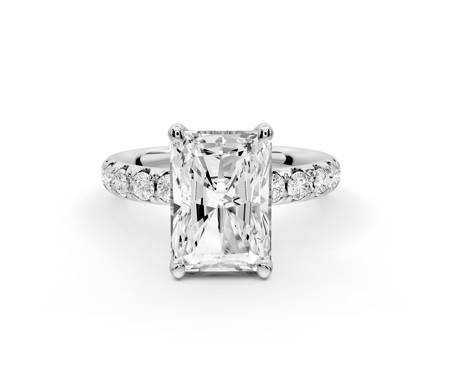 Valeria - 3ct platinum radiant Scalloped Pavé Half Band Engagement Ring - Mr. Alex Jewelry