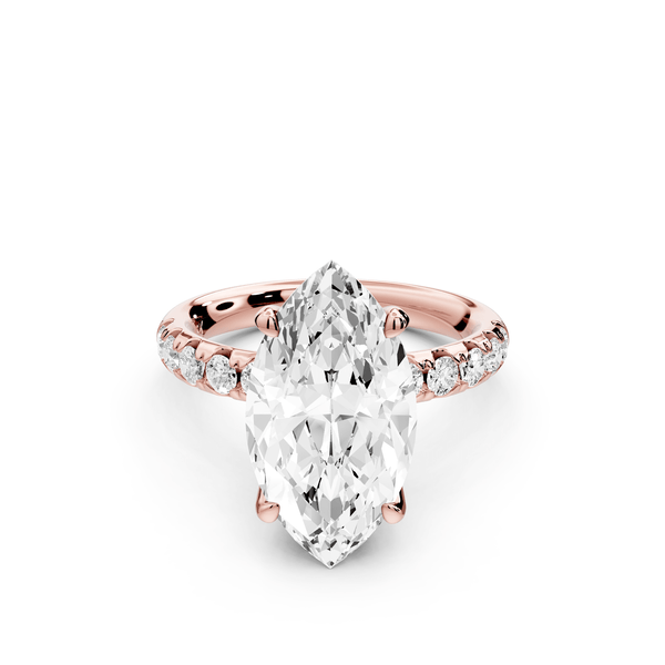 Valeria - 4ct 14k rose gold marquise Scalloped Pavé Half Band Engagement Ring - Mr. Alex Jewelry