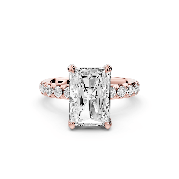 Valeria - 4ct 14k rose gold radiant Scalloped Pavé Half Band Engagement Ring - Mr. Alex Jewelry