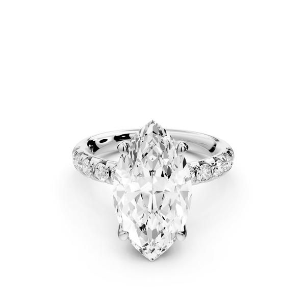 Valeria - 4ct 14k white gold marquise Scalloped Pavé Half Band Engagement Ring - Mr. Alex Jewelry