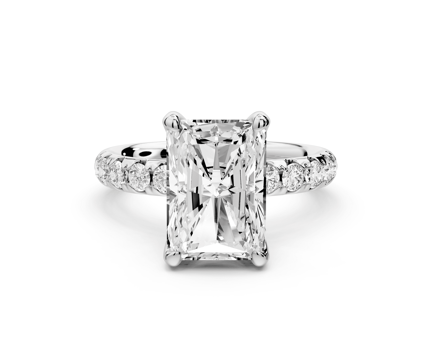 Valeria - 4ct 14k white gold radiant Scalloped Pavé Half Band Engagement Ring - Mr. Alex Jewelry