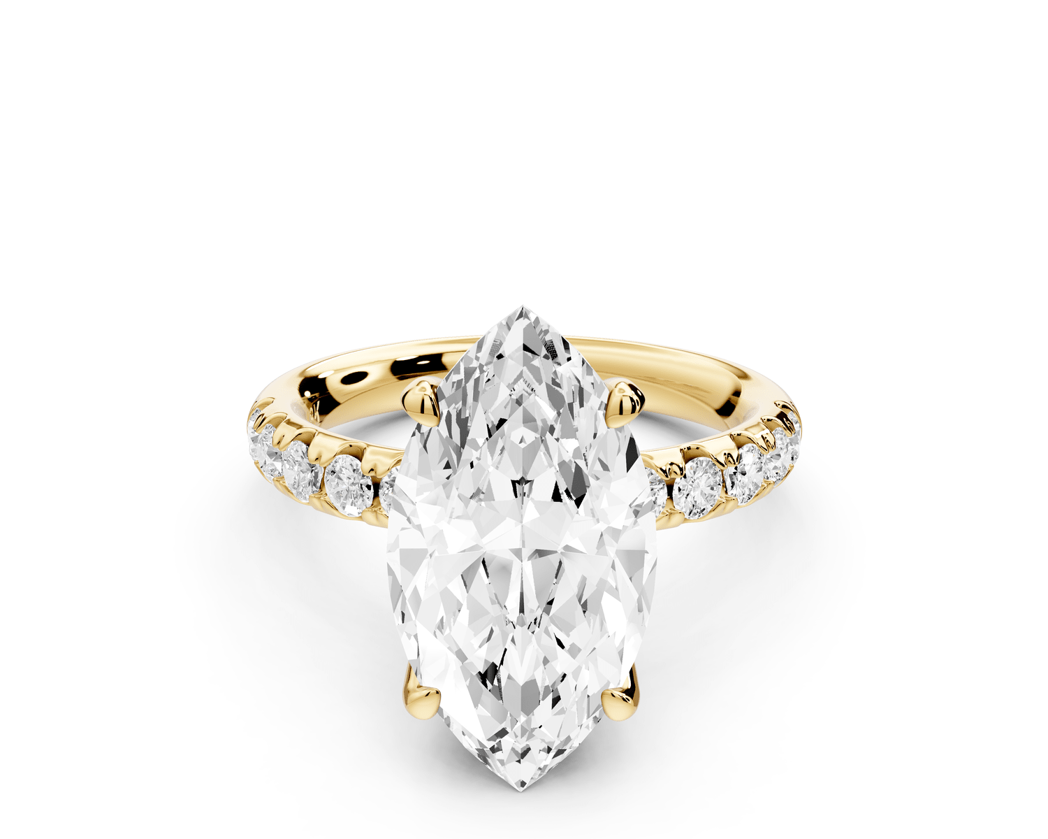 Valeria - 4ct 14k yellow gold marquise Scalloped Pavé Half Band Engagement Ring - Mr. Alex Jewelry