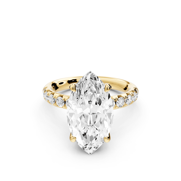 Valeria - 4ct 14k yellow gold marquise Scalloped Pavé Half Band Engagement Ring - Mr. Alex Jewelry