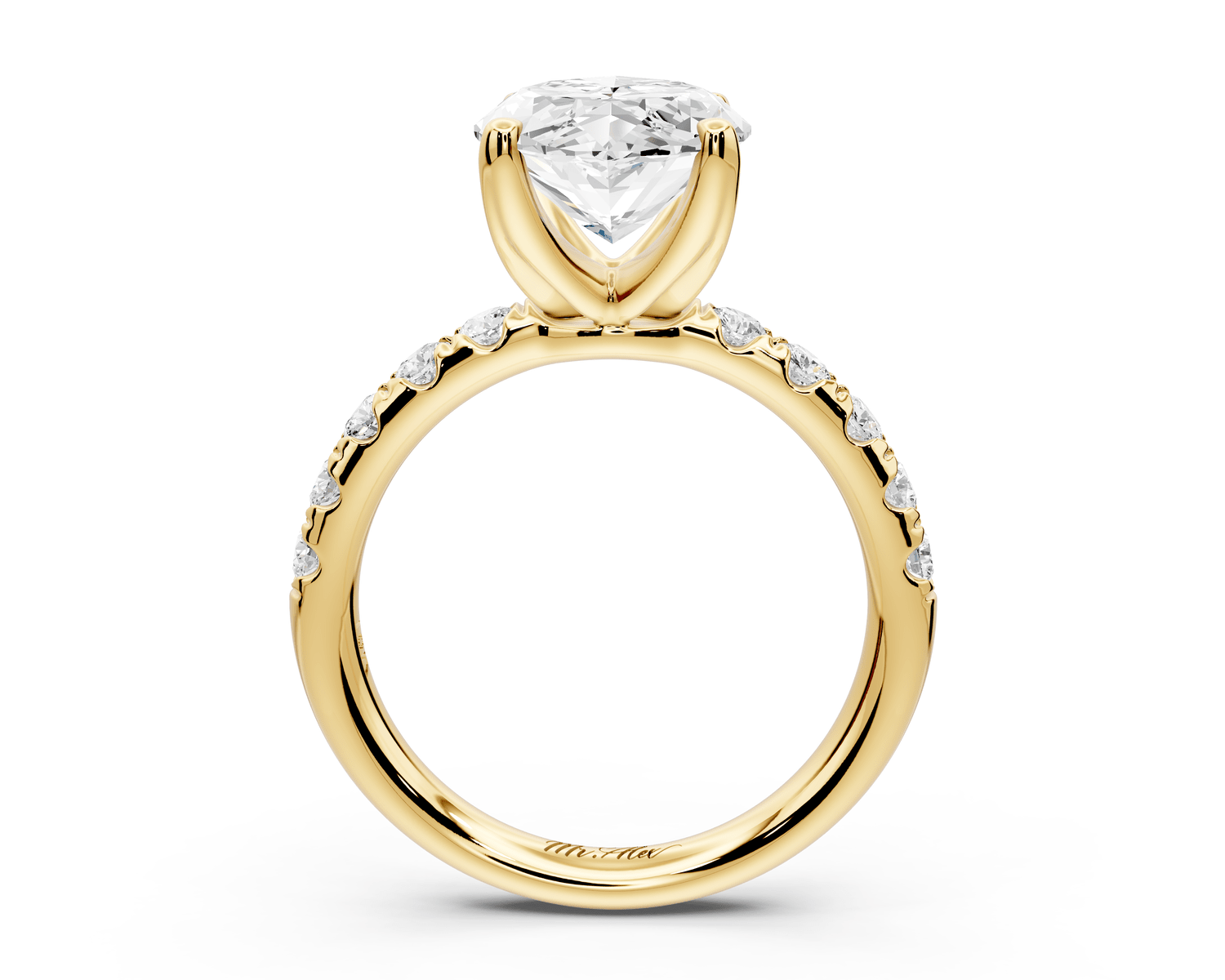 Valeria - 4ct 14k yellow gold marquise Scalloped Pavé Half Band Engagement Ring - Mr. Alex Jewelry