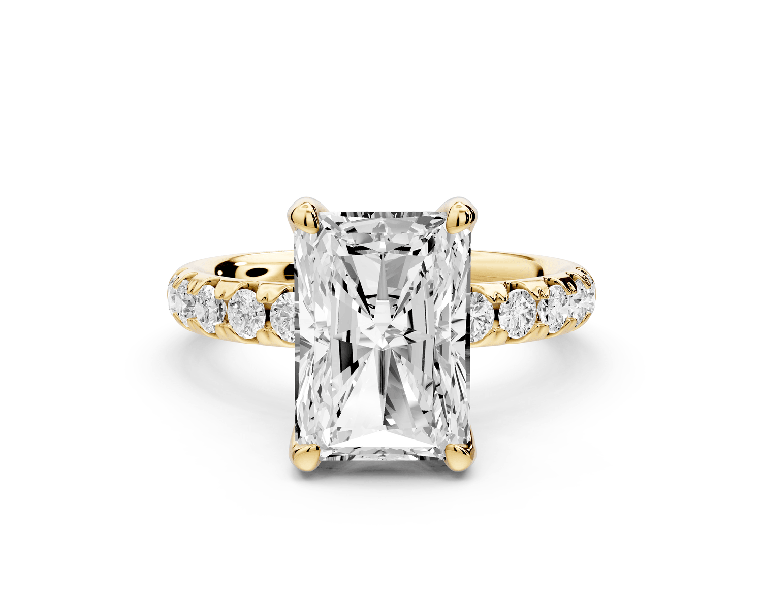 Valeria - 4ct 14k yellow gold radiant Scalloped Pavé Half Band Engagement Ring - Mr. Alex Jewelry