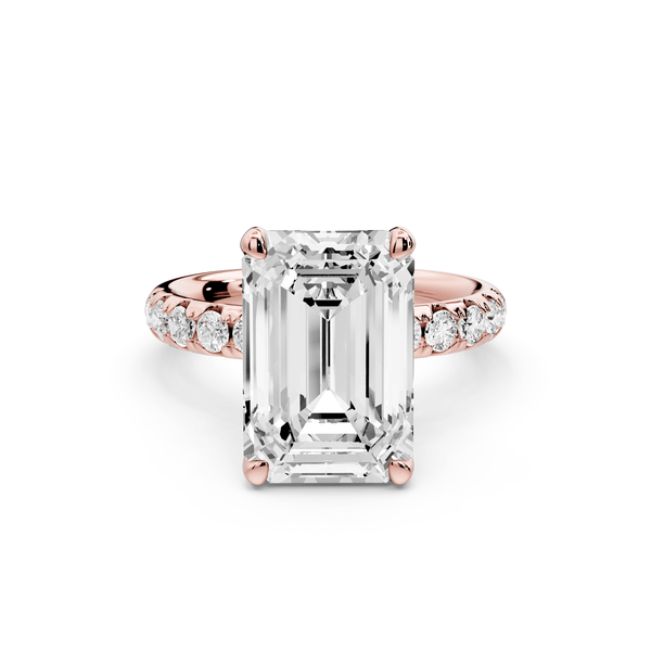 Valeria - 4ct 18k rose gold emerald Scalloped Pavé Half Band Engagement Ring - Mr. Alex Jewelry