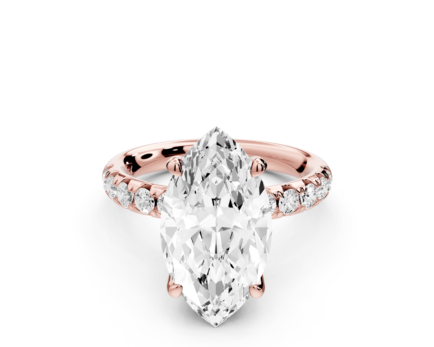 Valeria - 4ct 18k rose gold marquise Scalloped Pavé Half Band Engagement Ring - Mr. Alex Jewelry