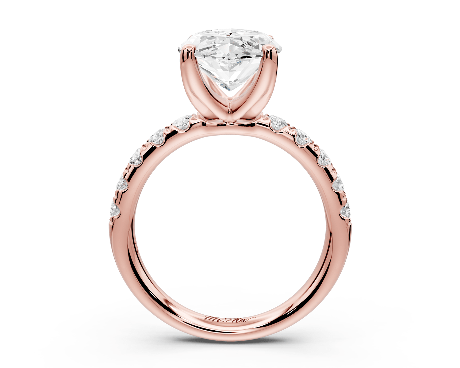 Valeria - 4ct 18k rose gold marquise Scalloped Pavé Half Band Engagement Ring - Mr. Alex Jewelry