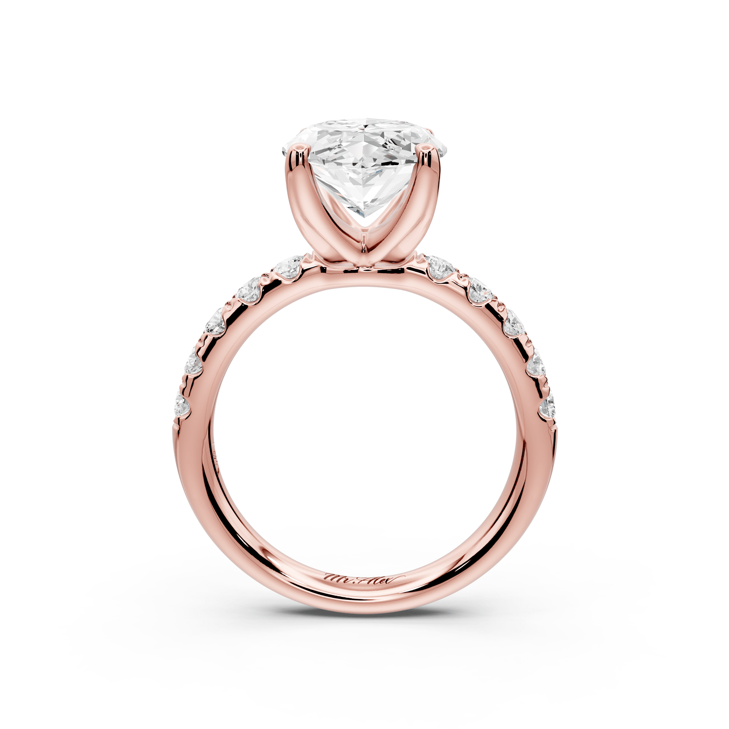 Valeria - 4ct 18k rose gold marquise Scalloped Pavé Half Band Engagement Ring - Mr. Alex Jewelry