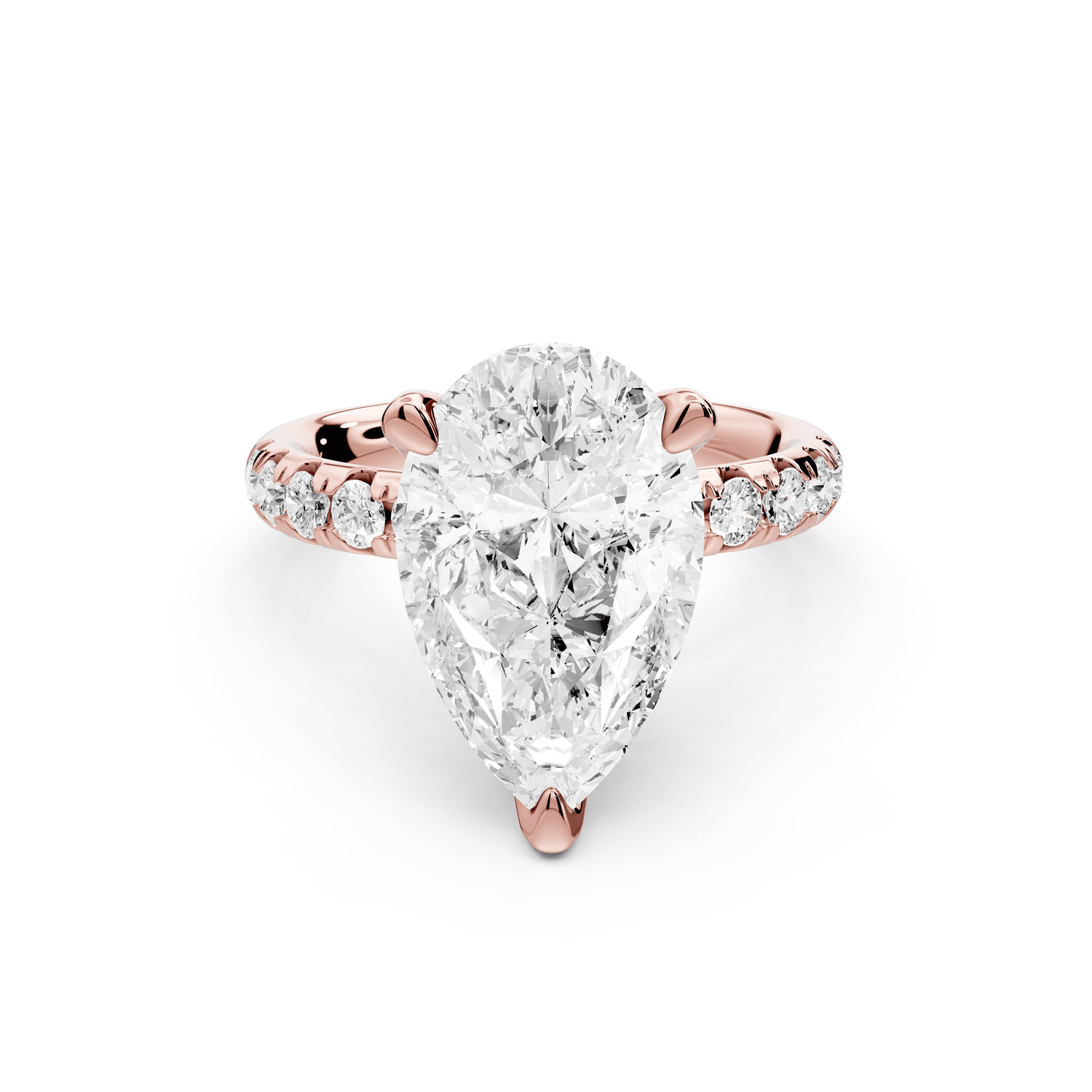 Valeria - 4ct 18k rose gold pear Scalloped Pavé Half Band Engagement Ring - Mr. Alex Jewelry