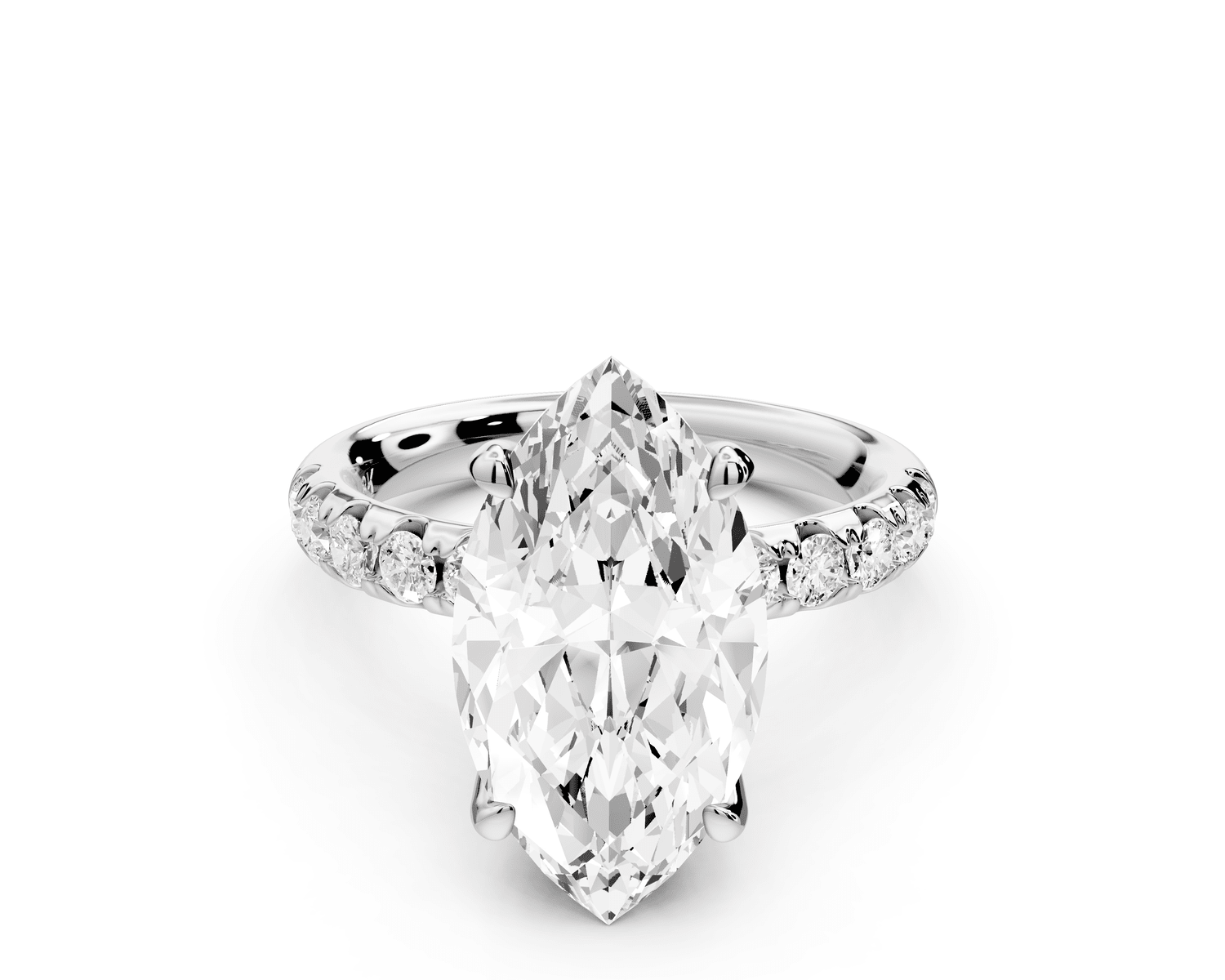 Valeria - 4ct 18k white gold marquise Scalloped Pavé Half Band Engagement Ring - Mr. Alex Jewelry