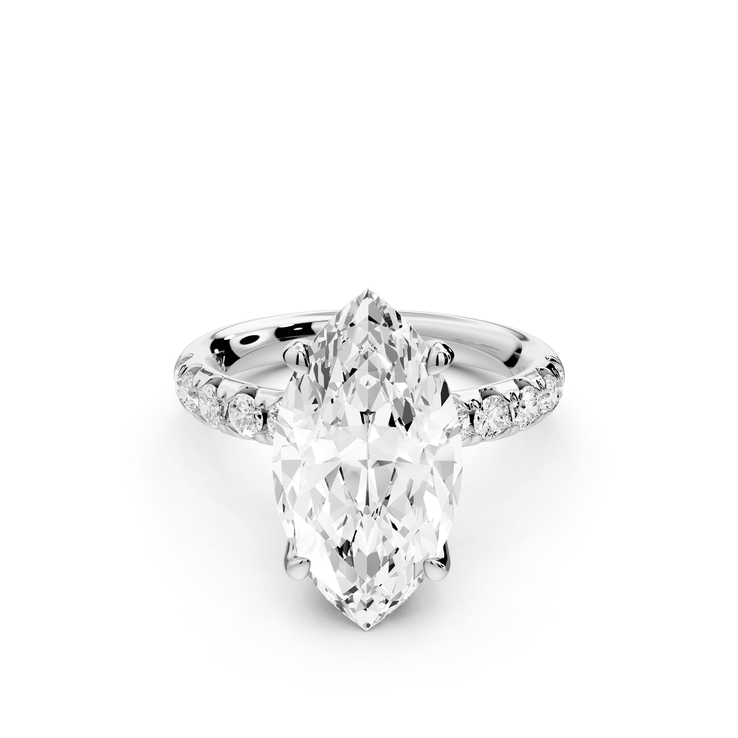 Valeria - 4ct 18k white gold marquise Scalloped Pavé Half Band Engagement Ring - Mr. Alex Jewelry