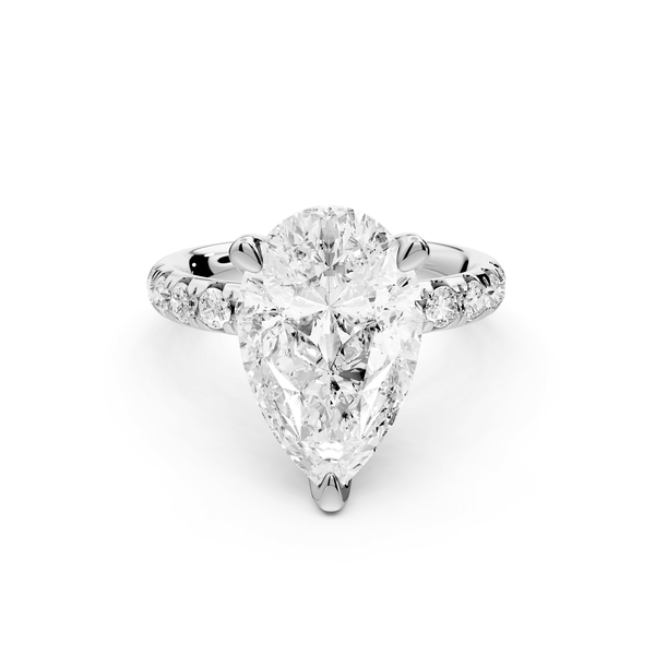 Valeria - 4ct 18k white gold pear Scalloped Pavé Half Band Engagement Ring - Mr. Alex Jewelry