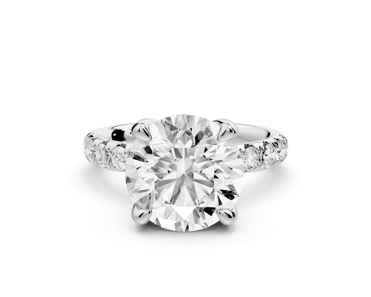 Valeria - 4ct 18k white gold round Scalloped Pavé Half Band Engagement Ring - Mr. Alex Jewelry